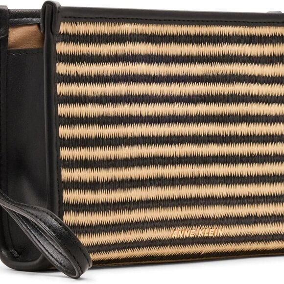 Elegant Striped Straw Wristlet with Durable Lining - Ideal for Beachside Dinners - Picture 5 of 5